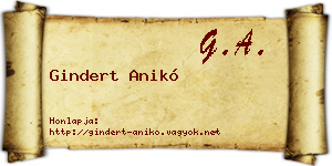 Gindert Anikó névjegykártya